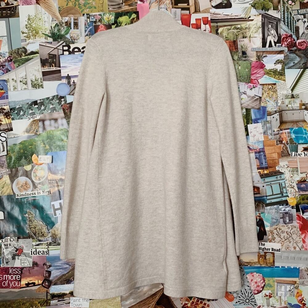 Cream LOFT Wool Blend Waterfall Open Front Cardigan Sweater S - Picture 7 of 9